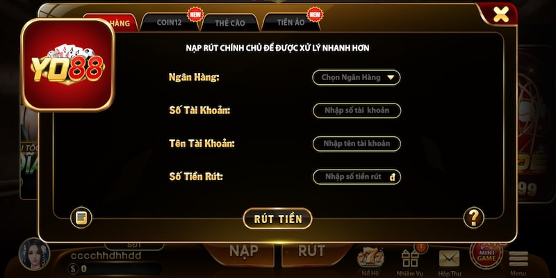 Cách rút tiền vừa nhanh vừa uy tín tại Yo88