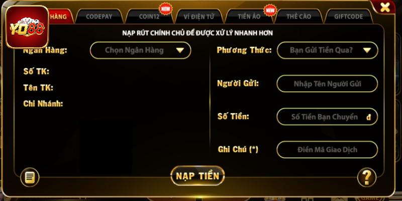 Đăng nhập cổng game tạo phiếu nạp